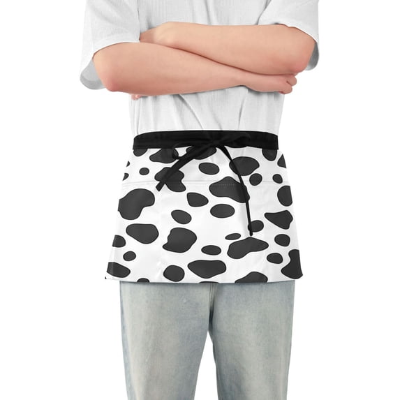 Yayeee Waist Apron with Pockets for Cooking Waterproof Half Server Aprons, Cow Spots