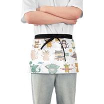 Yayeee Waist Apron with Pockets for Cooking Waterproof Half Server Aprons, Cute Animal