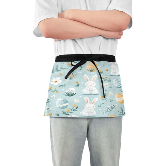 Yayeee Waist Apron with Pockets for Cooking Waterproof Half Server Aprons, Floral Easter