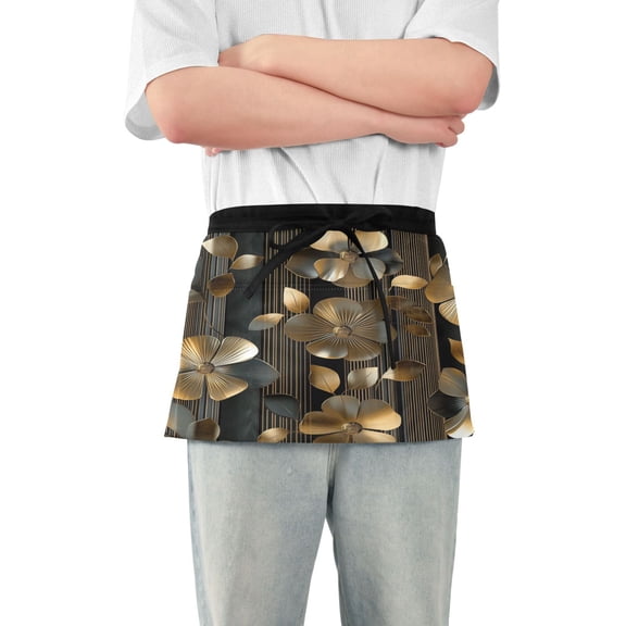 Yayeee Waist Apron with Pockets for Cooking Waterproof Half Server Aprons, Floral Lines