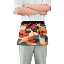 Yayeee Waist Apron with Pockets for Cooking Waterproof Half Server Aprons, Flowers Pattern