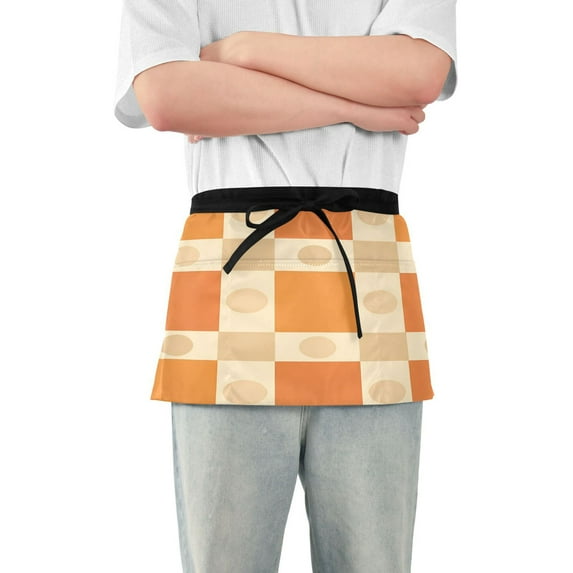 Yayeee Waist Apron with Pockets for Cooking Waterproof Half Server Aprons, Geometric Pattern