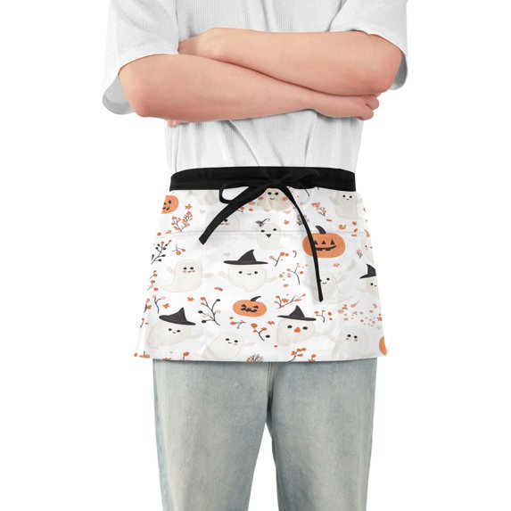 Yayeee Waist Apron with Pockets for Cooking Waterproof Half Server Aprons, Ghost Design