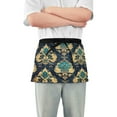 thumbnail image 1 of Yayeee Waist Apron with Pockets for Cooking Waterproof Half Server Aprons, Green Peacock Pattern, 1 of 7