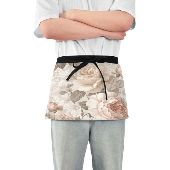 Yayeee Waist Apron with Pockets for Cooking Waterproof Half Server Aprons, Lace and Floral