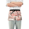 thumbnail image 1 of Yayeee Waist Apron with Pockets for Cooking Waterproof Half Server Aprons, Light Pink Gingerbread Houses, 1 of 7