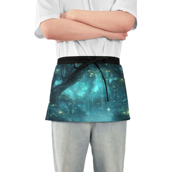 Yayeee Waist Apron with Pockets for Cooking Waterproof Half Server Aprons, Magical Forest