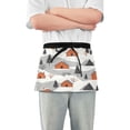 thumbnail image 1 of Yayeee Waist Apron with Pockets for Cooking Waterproof Half Server Aprons, Orange Cartoon Houses, 1 of 7