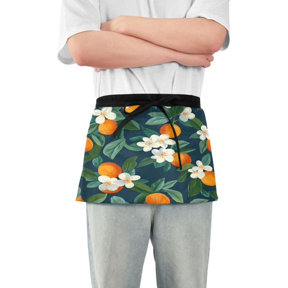 Yayeee Waist Apron with Pockets for Cooking Waterproof Half Server Aprons, Orange Fruit