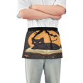thumbnail image 1 of Yayeee Waist Apron with Pockets for Cooking Waterproof Half Server Aprons, Orange Halloween Cat, 1 of 7