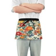 thumbnail image 1 of Yayeee Waist Apron with Pockets for Cooking Waterproof Half Server Aprons, Orange Japanese Flowers Pattern, 1 of 7