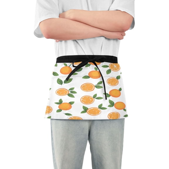 Yayeee Waist Apron with Pockets for Cooking Waterproof Half Server Aprons, Orange