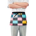 thumbnail image 1 of Yayeee Waist Apron with Pockets for Cooking Waterproof Half Server Aprons, Pink Checkered Pattern, 1 of 7