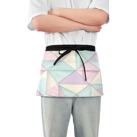 Yayeee Waist Apron with Pockets for Cooking Waterproof Half Server Aprons, Purple Geometric