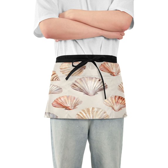 Yayeee Waist Apron with Pockets for Cooking Waterproof Half Server Aprons, Purple Seashell