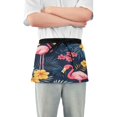 thumbnail image 1 of Yayeee Waist Apron with Pockets for Cooking Waterproof Half Server Aprons, Red Floral Flamingo, 1 of 7