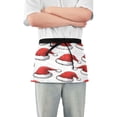 thumbnail image 1 of Yayeee Waist Apron with Pockets for Cooking Waterproof Half Server Aprons, Red Santa Hats Pattern, 1 of 7
