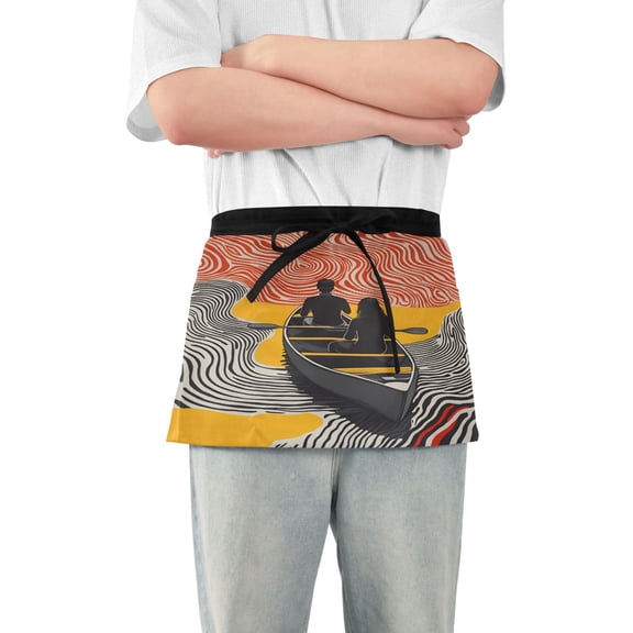 Yayeee Waist Apron with Pockets for Cooking Waterproof Half Server Aprons, Striped Boat