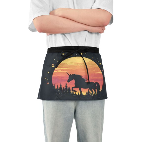Yayeee Waist Apron with Pockets for Cooking Waterproof Half Server Aprons, Sunset Star Pattern