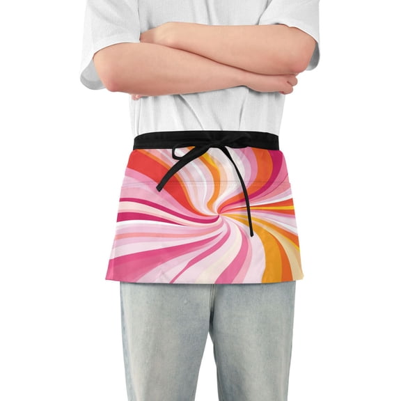 Yayeee Waist Apron with Pockets for Cooking Waterproof Half Server Aprons, Swirling Lines