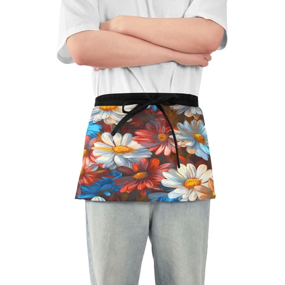 Yayeee Waist Apron with Pockets for Cooking Waterproof Half Server Aprons, Vibrant Floral