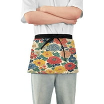 Yayeee Waist Apron with Pockets for Cooking Waterproof Half Server Aprons, Vibrant Flowers Pattern