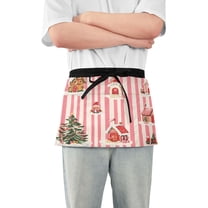 Yayeee Waist Apron with Pockets for Cooking Waterproof Half Server Aprons, White Gingerbread Houses