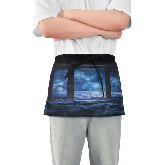 Yayeee Waist Apron with Pockets for Cooking Waterproof Half Server Aprons, Window Space