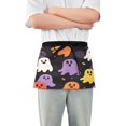 thumbnail image 1 of Yayeee Waist Apron with Pockets for Cooking Waterproof Half Server Aprons, Yellow Halloween Ghosts, 1 of 7