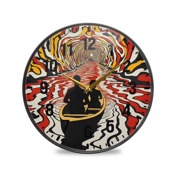 Yayeee Wall Clock Battery Operated 11.9" Silent Quartz Non-Ticking for Living Room Decor, Abstract Boat Ride