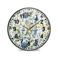 thumbnail image 1 of Yayeee Wall Clock Battery Operated 11.9" Silent Non-Ticking for Living Room, Blue Floral, 1 of 8