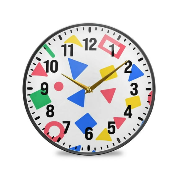 Yayeee Wall Clock Battery Operated 11.9" Silent Non-Ticking for Living Room, Blue Retro Triangles
