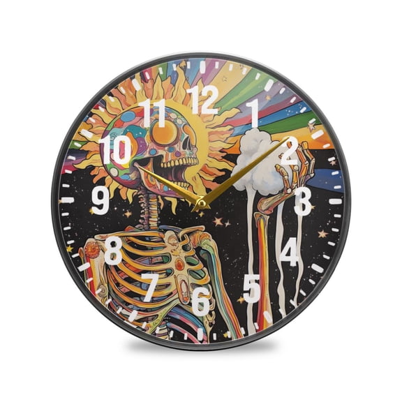 Yayeee Wall Clock Battery Operated 11.9" Silent Quartz Non-Ticking for Living Room Decor, Bright Skeleton