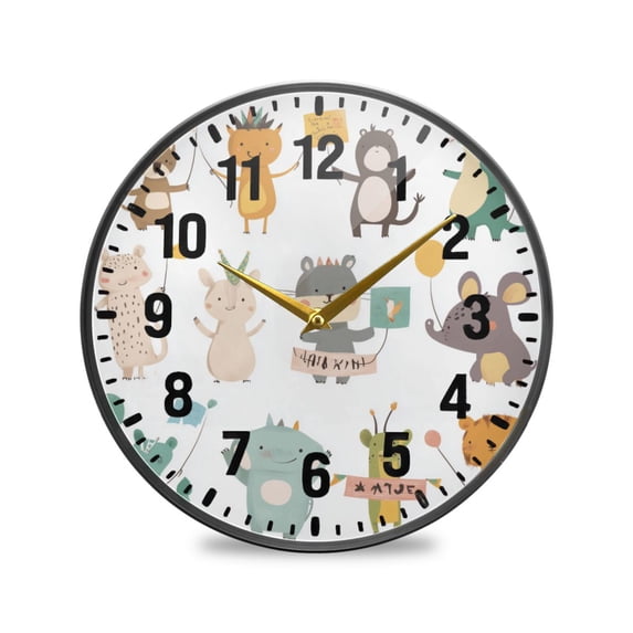 Yayeee Wall Clock Battery Operated 11.9" Silent Quartz Non-Ticking for Living Room Decor, Cute Animal