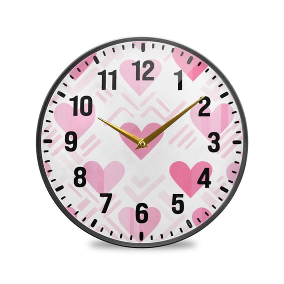 Yayeee Wall Clock Battery Operated 11.9" Silent Quartz Non-Ticking for Living Room Decor, Geometric Love