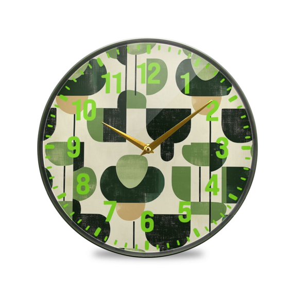 Yayeee Wall Clock Battery Operated 11.9" Silent Quartz Non-Ticking for Living Room Decor, Green Circle