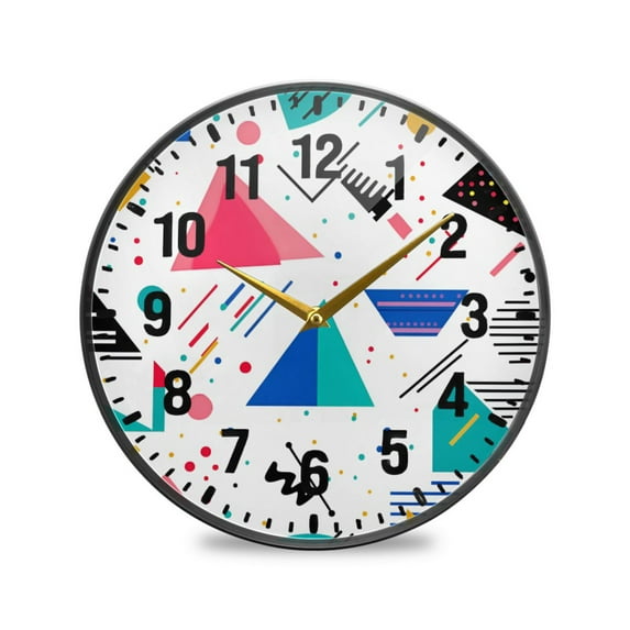 Yayeee Wall Clock Battery Operated 11.9" Silent Non-Ticking for Living Room, Green Retro Triangles