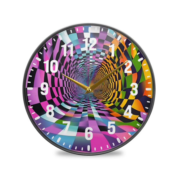 Yayeee Wall Clock Battery Operated 11.9" Silent Quartz Non-Ticking for Living Room Decor, Green Wavy Plaid