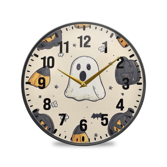 Yayeee Wall Clock Battery Operated 11.9" Silent Quartz Non-Ticking for Living Room Decor, Halloween Black Pumpkins