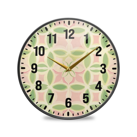 Yayeee Wall Clock Battery Operated 11.9" Silent Quartz Non-Ticking for Living Room Decor, Light Green Geometric