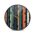thumbnail image 1 of Yayeee Wall Clock Battery Operated 11.9" Silent Quartz Non-Ticking for Living Room Decor, Navy Blue Stripes, 1 of 8