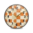 thumbnail image 1 of Yayeee Wall Clock Battery Operated 11.9" Silent Quartz Non-Ticking for Living Room Decor, Orange Checkered Pattern, 1 of 8