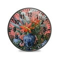 thumbnail image 1 of Yayeee Wall Clock Battery Operated 11.9" Silent Non-Ticking for Living Room, Orange Vibrant Flowers, 1 of 8