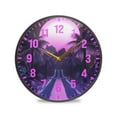 thumbnail image 1 of Yayeee Wall Clock Battery Operated 11.9" Silent Non-Ticking for Living Room, Pink Road, 1 of 8