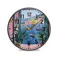 thumbnail image 1 of Yayeee Wall Clock Battery Operated 11.9" Silent Quartz Non-Ticking for Living Room Decor, Pink Window, 1 of 8