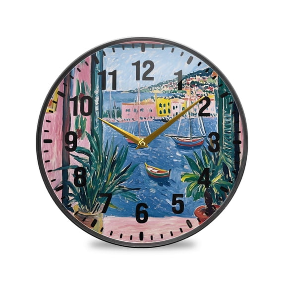 Yayeee Wall Clock Battery Operated 11.9" Silent Quartz Non-Ticking for Living Room Decor, Pink Window
