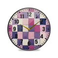 thumbnail image 1 of Yayeee Wall Clock Battery Operated 11.9" Silent Non-Ticking for Living Room, Pink and Purple Plaid Pattern, 1 of 8