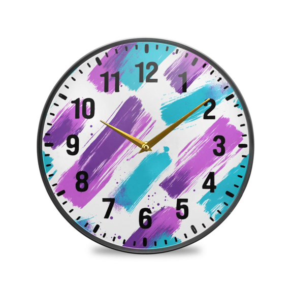 Yayeee Wall Clock Battery Operated 11.9" Silent Quartz Non-Ticking for Living Room Decor, Purple Drawing
