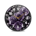 thumbnail image 1 of Yayeee Wall Clock Battery Operated 11.9" Silent Quartz Non-Ticking for Living Room Decor, Purple Roses, 1 of 8