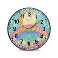 thumbnail image 1 of Yayeee Wall Clock Battery Operated 11.9" Silent Non-Ticking for Living Room, Retro Blue Rainbow, 1 of 8